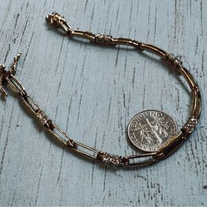 Sterling Silver Gold Wash Clear Crystal Bracelet‎